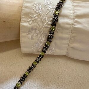 Sterling Silver Rose Bracelet with Peridot